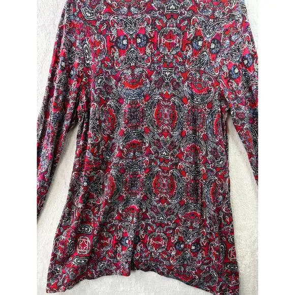 J. Jill Red Paisley Asymmetrical Tunic – Size M - Picture 4 of 6